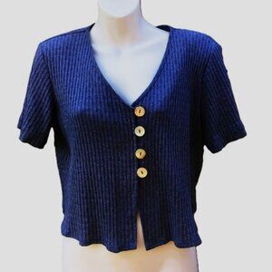 Rabbits Rabbits Rabbits Designs Navy Blue Crop Top